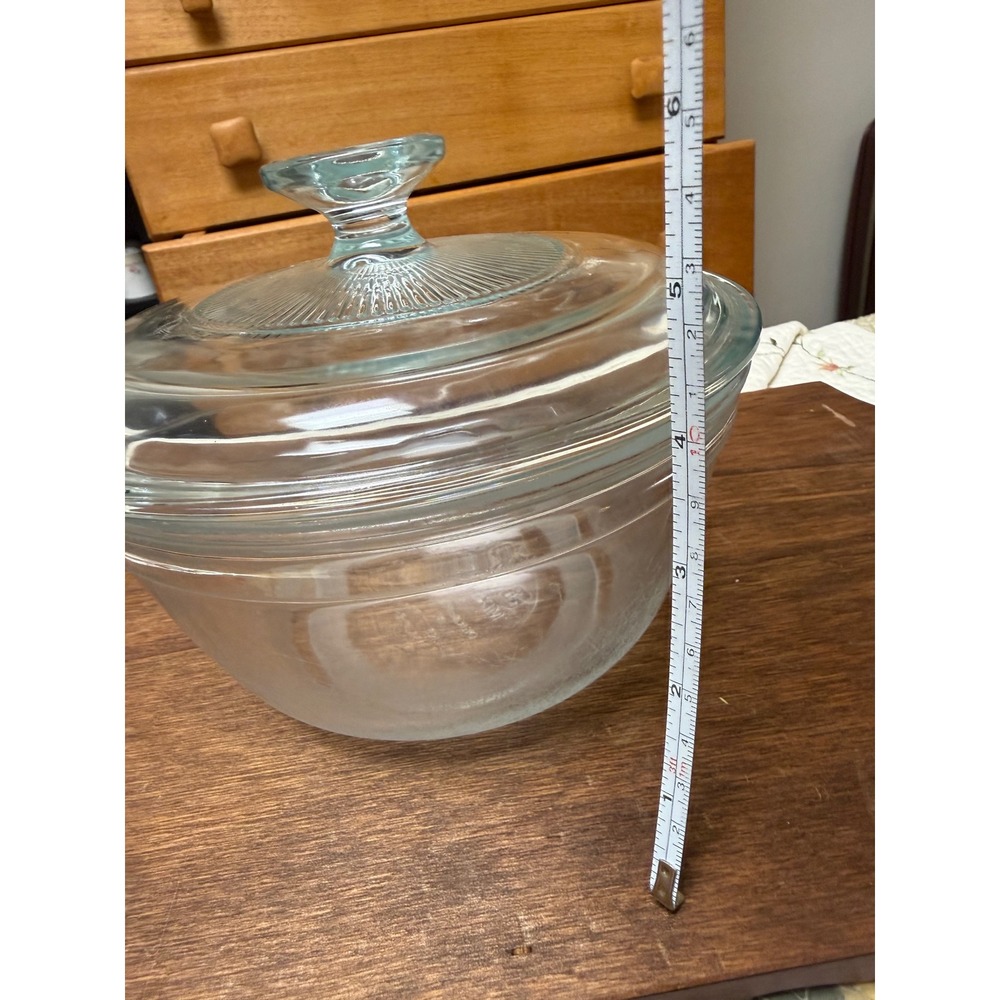Anchor Hocking Glass Mixing Bowl with Lid 1.5 Qt Ovenware Clear Ribbed Vintage - Picture 3 of 5